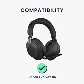 kwmobile Ear Pads Compatible with Jabra Evolve2 85 Earpads - 2X Replacement for Headphones - Black