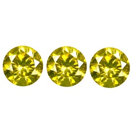 0.15 Ct (3 Pcs Lot) Calibrated Size 2.40 mm Round Shape Fancy Greenish Yellow Diamond Genuine Loose Diamonds