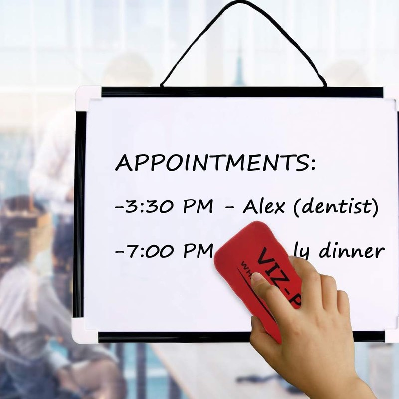 VIZ-PRO Magnetic Dry Erase Board, Small Hanging Board/Writing Whiteboard, Black