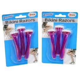2 paquetes de maquinillas de afeitar de bikini en total, 6 piezas, ideal para un afeitado brasileño, afeitadora de bikini personal para mujer