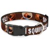 Buckle-Down Plastic Clip Collar - Dug 3-Poses/SQUIRREL! Brown/Yellow/White - 1"