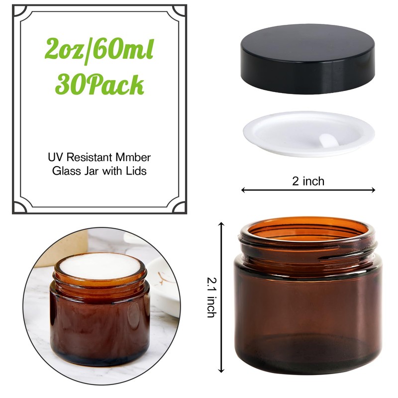 2oz Jars with Lids, HOA Kinh 30 Pack Clear Glass