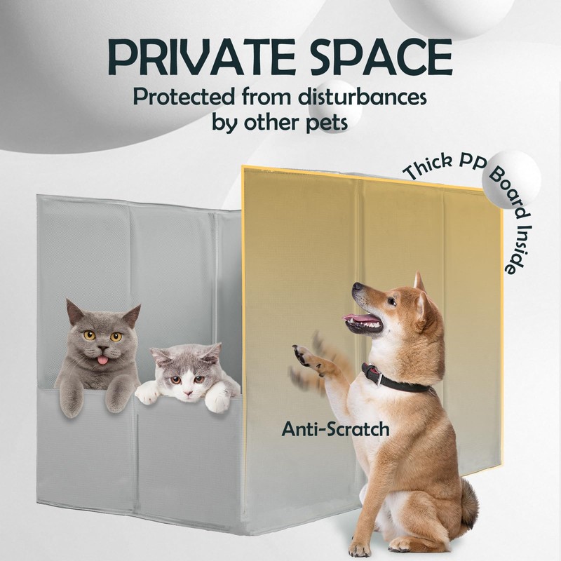 MEEXPAWS Cat Litter Box Enclosure, Foldable Splash Guard, Pee Shield