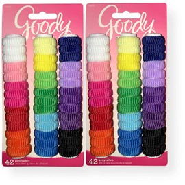 Goody 32819 Ouchless Tiny Terry Ponytailers, Assorted Colors, 42 Piece Per Blister Pack; Perfect For All Hair Types, Pack of 2 Blister Packs (84 Total Pieces)