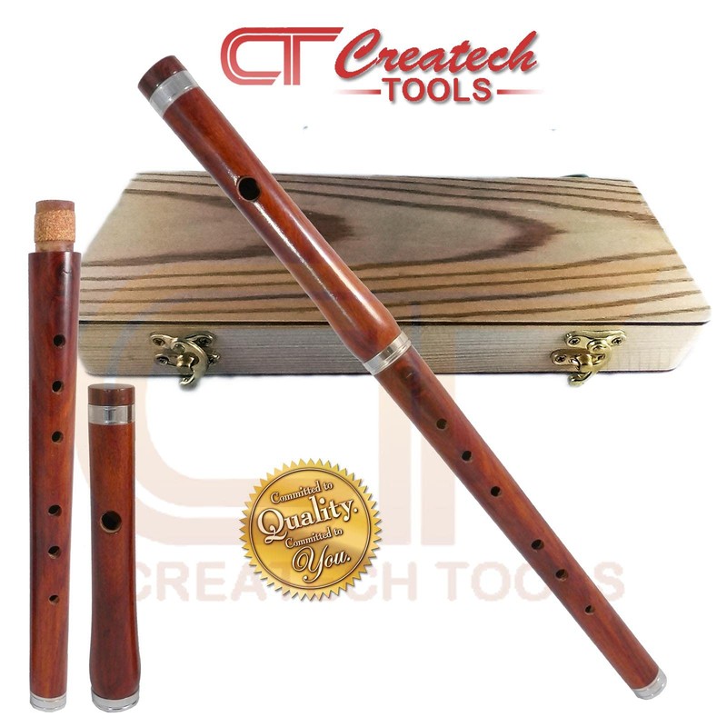 Traditional Irish"BB" Wooden Flute with Hard Wood Case, Rosewood, Two