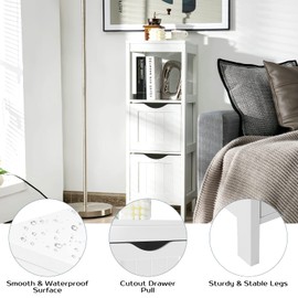 Giantex Bathroom Organizers and Storage Cabinet - Storage Organizer Rack Stand with 2 Removable Drawers, Anti-Toppling Device, Corner Unit, Narrow Toilet Paper Cabinet, Bathroom Floor Cabinet (White)