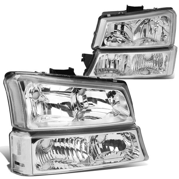DNA MOTORING HL-OH-CS03-4P-CH-CL1 Headlight Assembly (Driver & Passenger Side), Chrome clear
