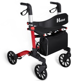 Walkers for Seniors with Seat Foldable, Rollator Walker with 4 Large Wheels, Narrow Rolling Walker with Brakes