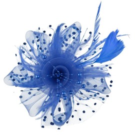 Fascinators Hats 20s 50s Hat Pillbox Hat Cocktail Tea Party Headwear with Veil for Girls and Women (US, Alpha, One Size, A-Blue)