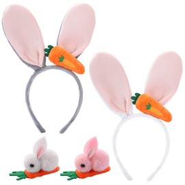 Hasenohren Haarreif Ostern, 2pcs Hasenohren Haarreif, 2pcs Hasen Haarspangen, Hasenohren Haarreif Plüsch, Hasenohren Kostüm, Hase Ohren Haarreifen, für Karneval, Ostern Party