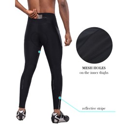 BALEAF Men's Cycling Pants 4D Padded Bike Tights Bicycle Biking MTB Long Leggings Pockets UPF 50+ Black XXL