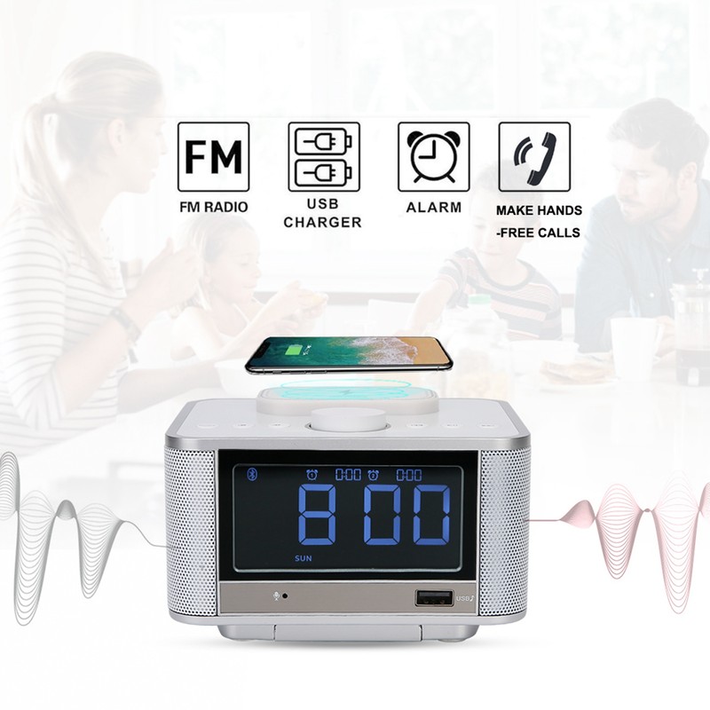 Bluetooth Speaker Player Radio Wireless Charging Digital Alarm Clock