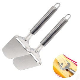 Stainless Steel Cheese Slicer 2 PCS, Multi-Functional Kitchen Tool with Non-Stick Surface, Ergonomic Handle for All Cheese Types, Durable Silver Cheese Cutter & Slicer Utensil