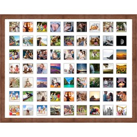 CountryArtHouse Brown Collage Frame With Mat - 31x40 Solid Wood Frame For (63) 4" x 4" Photos - Rustic Brown Matted Instagram 4x4 Collage Photo Frame with Mat with Multi Opening Picture Matte
