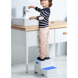 Victostar 2 Step Stool for Kids, Anti-Slip Sturdy Toddler Two Step Stool for Toilet Potty Training, Bathroom,Kitchen (Blue)