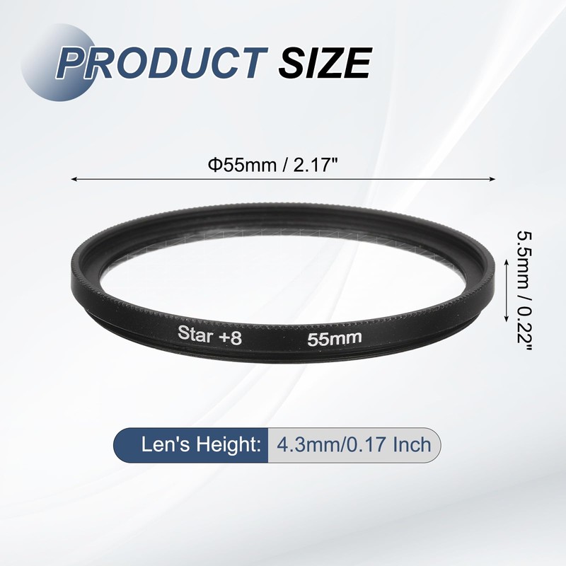 PATIKIL 55mm Star Filter, 8 Points Starburst Len Filter Variable