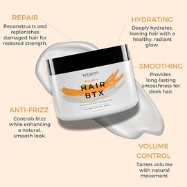 KERAZON - Mascarilla de tratamiento BTX brasileña para el cabello de 8 onzas, 8.0 fl oz, proporciona reparación para dañado, seco, alisado, acondicion