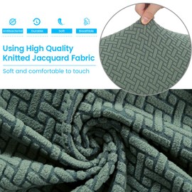 GULI Wingback Chair Cover 2-Piece, Wing Chair Covers Armchair Chair Slipcovers Spandex Sofa Cover Furniture Protector Machine Washable Removable for Living Room,Bedroom,Hotel(Knitted Green)