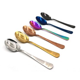 Cuchara de Cocina Degustación Para Quenelle De Emplatado/Montaje Para Chef, Acero Inoxidable grado alimenticio. Recubrimiento en Titanio. (Azul)