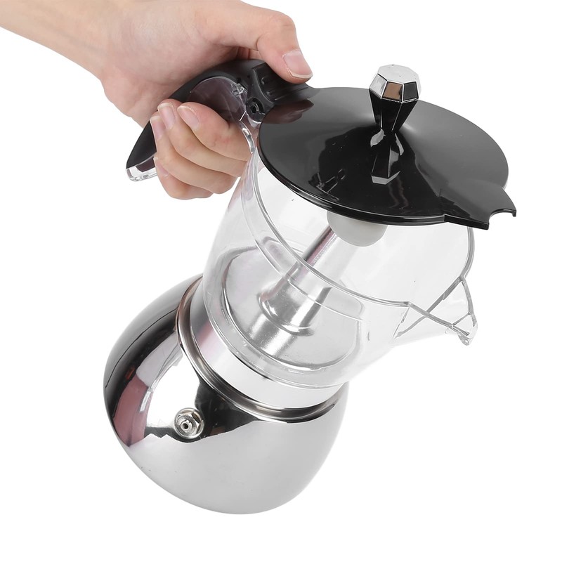 Yusat 6 Cups Stainless Steel Coffee Pot Italian Octagonal Household