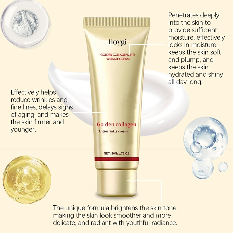 Gold Collagen Anti-Wrinkle Cream, 50 GM, Hydrating, Moisturizing, Firming, Revitalizing