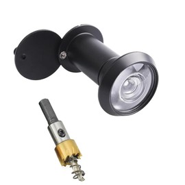 Door Viewer, Solid Brass 220 Degree Peephole, with 16mm (5/8") Drill Bit Wide Angle Door Spy Hole, Security for Front Door for 35-60mm Thick Doors Peep Hole, Door Spyhole for Safety, Black