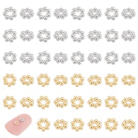 UNICRAFTALE 60Pcs 2 Colors 304 Stainless Steel Flower Spacer Beads