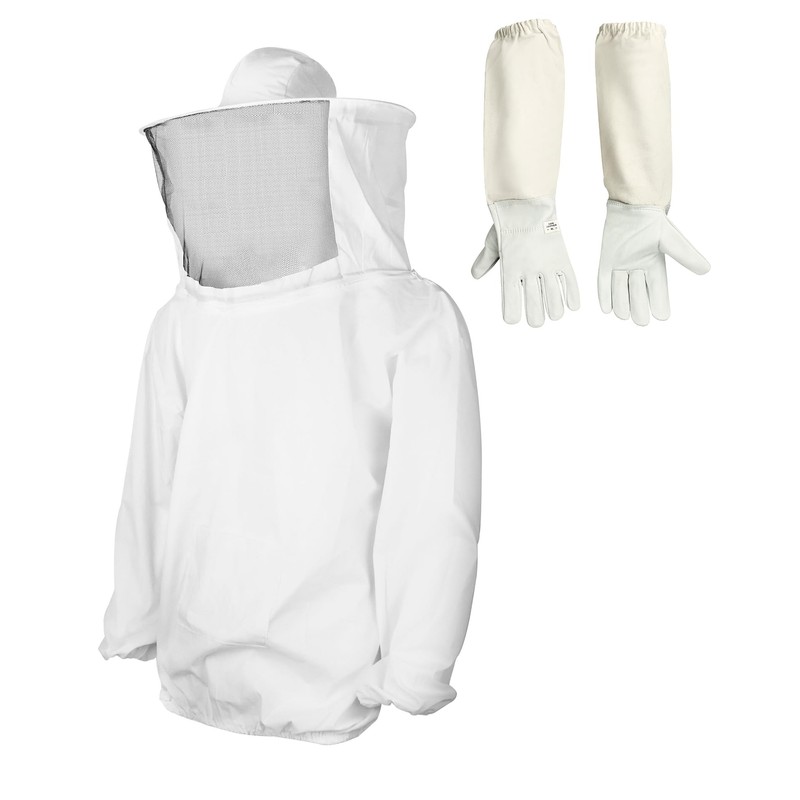 QWORK Beekeeping Suit with Long Gloves, Beekeeper Jacket with Veil,