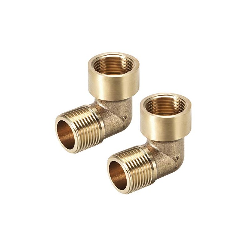 sourcing map Brass Pipe Fitting 90 Degree Elbow 3/8 (BSP)