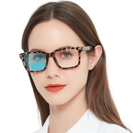 AEZUNI Bifocal Reading Glasses Women Large Square Blue Light Computer Readers 2.0 Trendy Eyeglasses 100 125 150 175 200 225 250 275 300 350 (Leopard)