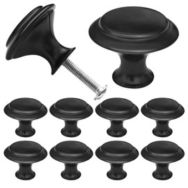 SHSMPXOY Pack of 10 Cabinet Knobs, Black Drawer Knobs, Kitchen Knobs for Cupboards, Single Hole Cabinet Hardware Knobs for Cabinets and Drawers, Closet Door Knobs, Furniture Knobs, Vintage Kitchen