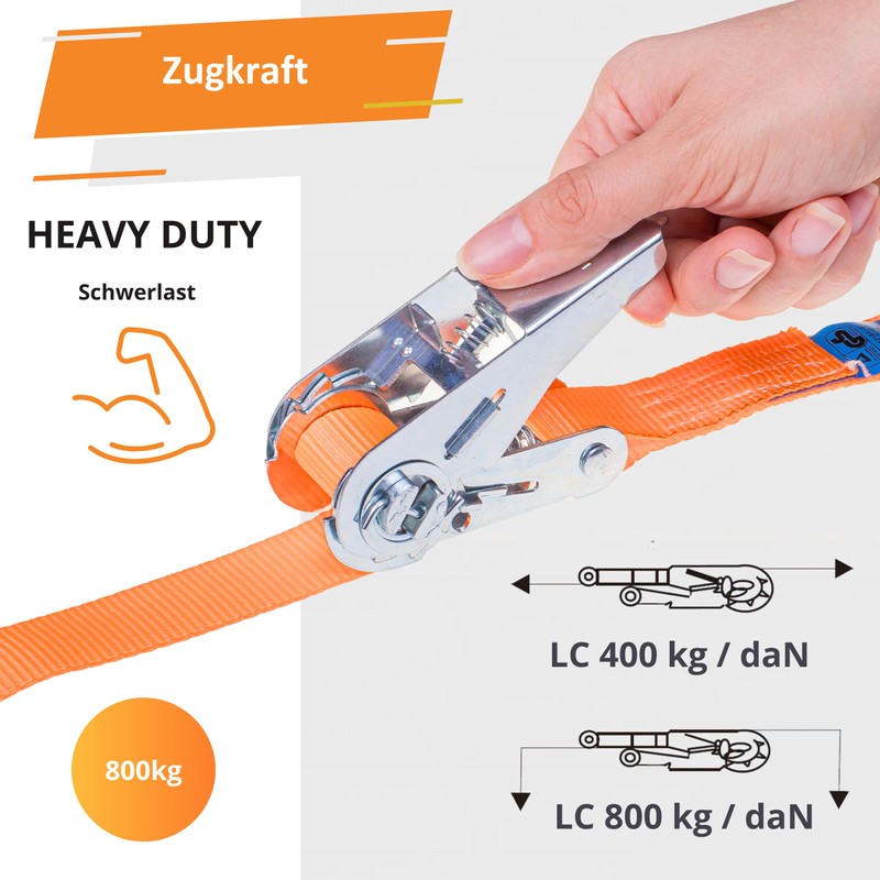 INTAKO 2 Stück Spanngurte mit Ratsche (4m oder 6m) -