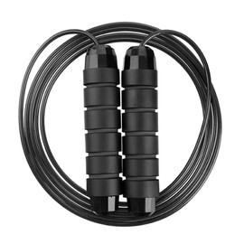 Skipping Rope Adult For Men and Women, Adjustable Jump Rope with Anti-Slip Foam Handle Exercise Rope, Ergonomic Jump Rope Black