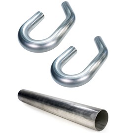 System1 Designs Stainless Steel Mandrel Bend Kit (3 Pack), 3" Straight Mandrel Bend Tubing 4FT and 2x Heavy Duty 180/45 Degree U-J Mandrel Bends