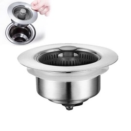 Colador de Drenaje para Fregadero de Cocina 3 en 1 y Tapón de Fregadero, Colador de Cocina emergente de Acero Inoxidable 304, Níquel Cepillado