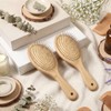 12 Pcs Bamboo Paddle Hair Brush with Steel Bristles for