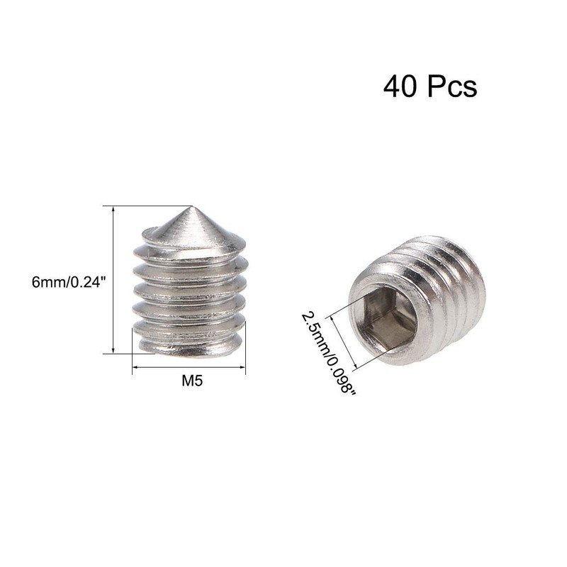sourcing map Set of 40 M5 x 6 mm Hexagon