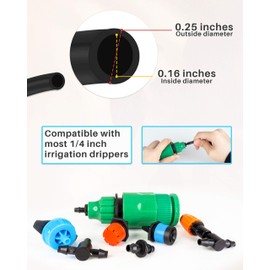 100 ft Drip Irrigation Tubing, 1/4 Inch Drip Line Irrigation Hose with 20 Pcs Drip Irrigation Parts, Drip Irrigation Kit by MoHern