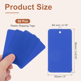 PATIKIL Plastic Shipping Tags with Wire, 50 Pcs 90 x 50 mm Waterproof Blank Labels Hang Tag with String for Outdoor Luggage Product Identification Price Marking, Blue