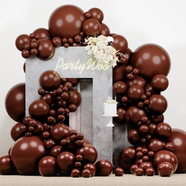 PartyWoo Dark Brown Balloons, 138 Pcs Boho Pack Different Sizes 18, 12, 10, 5 Inch for Birthday Party Decorations, Chocolate Brown-F08