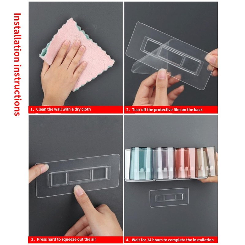 CARURLIFF 6 PCS Rectangular Shower Caddy Adhesive Replacement for Kitchen