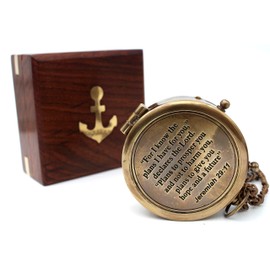 for I Know The Plans I Have for You – Jeremiah 29:11 Solid Brass Directional Engraved Compass, Christian Gifts for Men, Baptism Gifts for Boys & Girls, First Communion & Confirmation Gifts