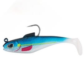 ASYHV 3D Realistic Leaded Soft Fishing Lure – Pre-Rigged Paddle Tail Swimbait für Mandarinfische, Bass und mehr – Sinkende Köder für Süßwasser im Salzwasser, 3PCS (himmelblau)