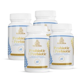TURNER Probiotic+Prebiotic, 18 Bacteria Strains, 60 Billion CFU, UAF1000+ Super Antioxidant, 360 Capsules, 4 Bottles