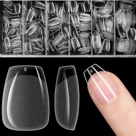 ZIFUTON Pack of 600 Short Nail Tips Tips, Full Cover Ballerina Nail Tips, 12 Sizes, Soft Gel Tips for Gel Nails, Pre-Polished Artificial Nail Tips for Nail Technicians, Beginners, Salon, Nail Art