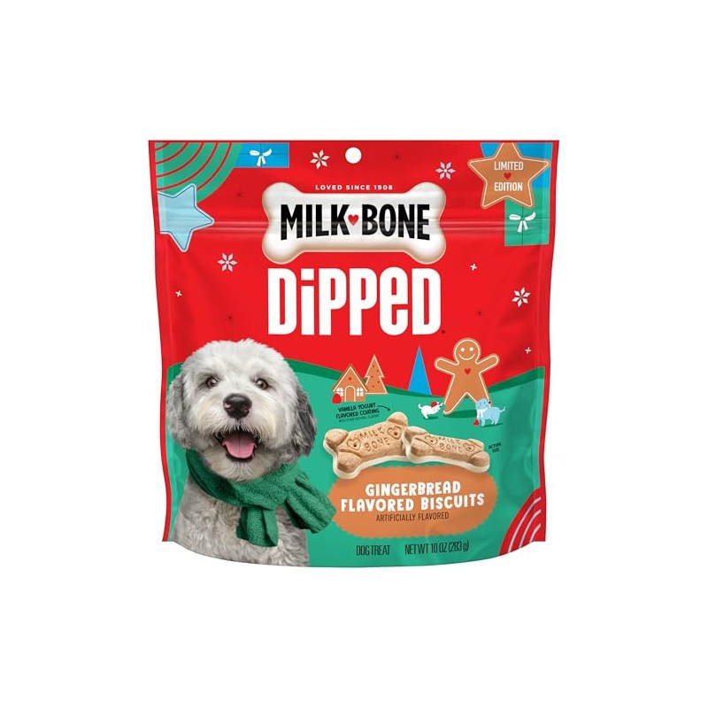 Milk-Bone Dipped Gingerbread Artificially Flavored Dog Biscuits, 10 oz Bag