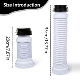 Toilet Connection Pipe, Toilet Connection Set Flexible Connection Diameter 260 mm - 500 mm White Adjustable Pipe Connection for Toilet Drain Pipe Siphon