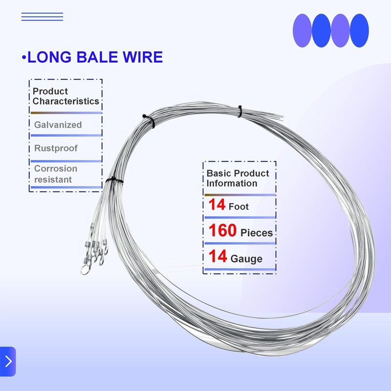 NIDAYE 14 Foot Long Bale Wire, 14 Gauge Single Loop
