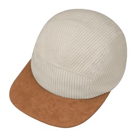 Clakllie - Gorro de béisbol de pana de dos tonos, 5 paneles, estilo hip hop, sombrero plano de rendimiento, monopatín, Snapback, S-d5ph05-beige, Talla única