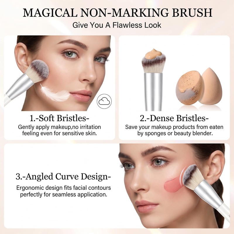 MOTIBACK 3 Piece Makeup Brush Set for Face and Eye